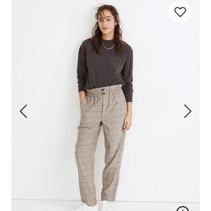 Madewell High-Rise Plaid Paperbag Tapered Pants
